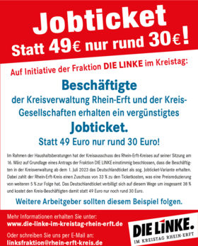 Banner "Beschäftigte der Kreisverwaltung erhalten Jobticket für 30 statt 49 Euro"